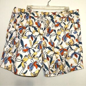 J Crew Floral Printed Stretch Swim Trunks Size Large Elastic Waist Mesh Lining